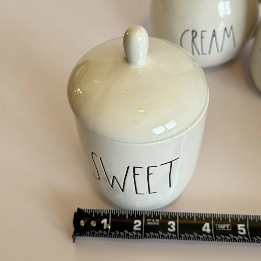 Rae Dunn SWEET CREAM SYRUP Coffee Bar Set Sugar Creamer Pitcher‎ Farmhouse Gift